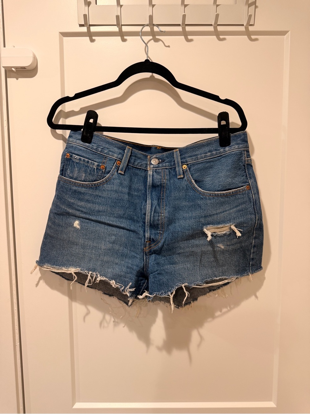 Levi’s Classic Blue Distressed Denim Shorts - Women